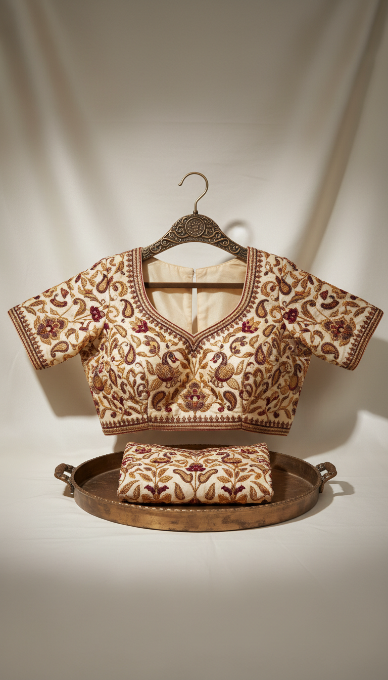Embroidered Raw Silk Bridal Blouse