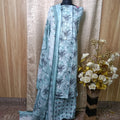 Aqua Blue Floral Printed Cotton Chudithar Dress Material