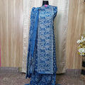 Blue Ethnic Printed Cotton Chudithar Dress Material with Dupatta