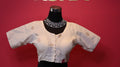 Women's Off White Embellished Silk Blend Readymade Blouse – Round Neck, Half Sleeve