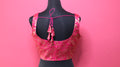 Women's Hot Pink Banarasi Brocade Sweetheart Neck Sleeveless Readymade Blouse