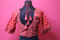 Ajrakh Print Designer Blouse with Deep Back Neck & Tassel Tie-Up