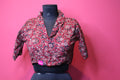 Maroon Floral Printed Designer Saree Blouse with Collar Neck