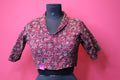 Maroon Floral Printed Designer Saree Blouse with Collar Neck