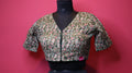 Olive Green Floral Printed Cotton Saree Blouse | Readymade Traditional Blouse for Women