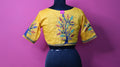Yellow Tree of Life Embroidered Designer Saree Blouse for Women