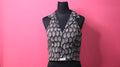 Black Paisley Print Collared Sleeveless Designer Blouse
