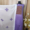 Purple Rayon Cotton Kalamkari Patch Work Chudithar Dress Material with Shawl