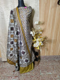 Women's Silk Saree with Azrath Print &amp; Silk Shawl – Brown &amp; Mustard